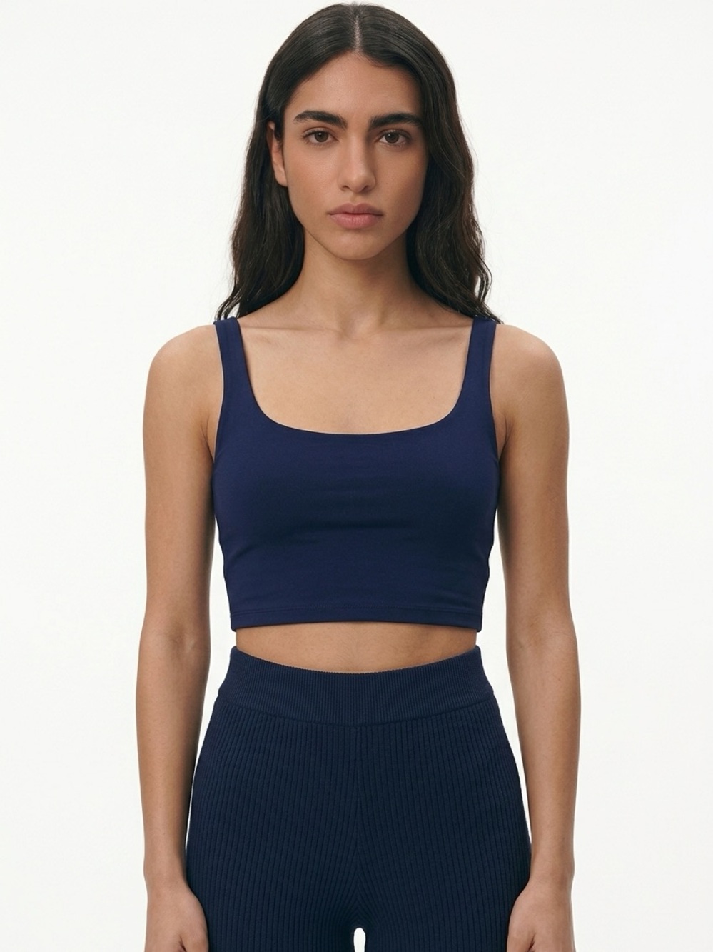 FREE PEOPLE INTIMATELY | Navy Blue Square-Neck Crop Tank Top Women’s Size M/L
